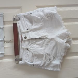 White Distressed Guess Shorts